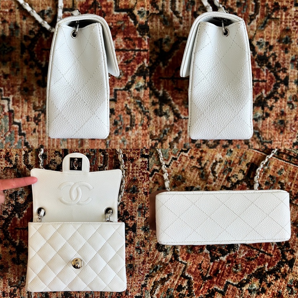 ❌SOLD-payment plan❌Chanel Classic Caviar Mini Square White Flap Bag - Picture 6 of 10